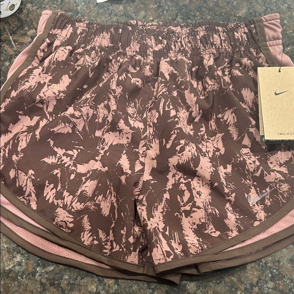 Nike Women's Athletic Shorts in Brown and Pink